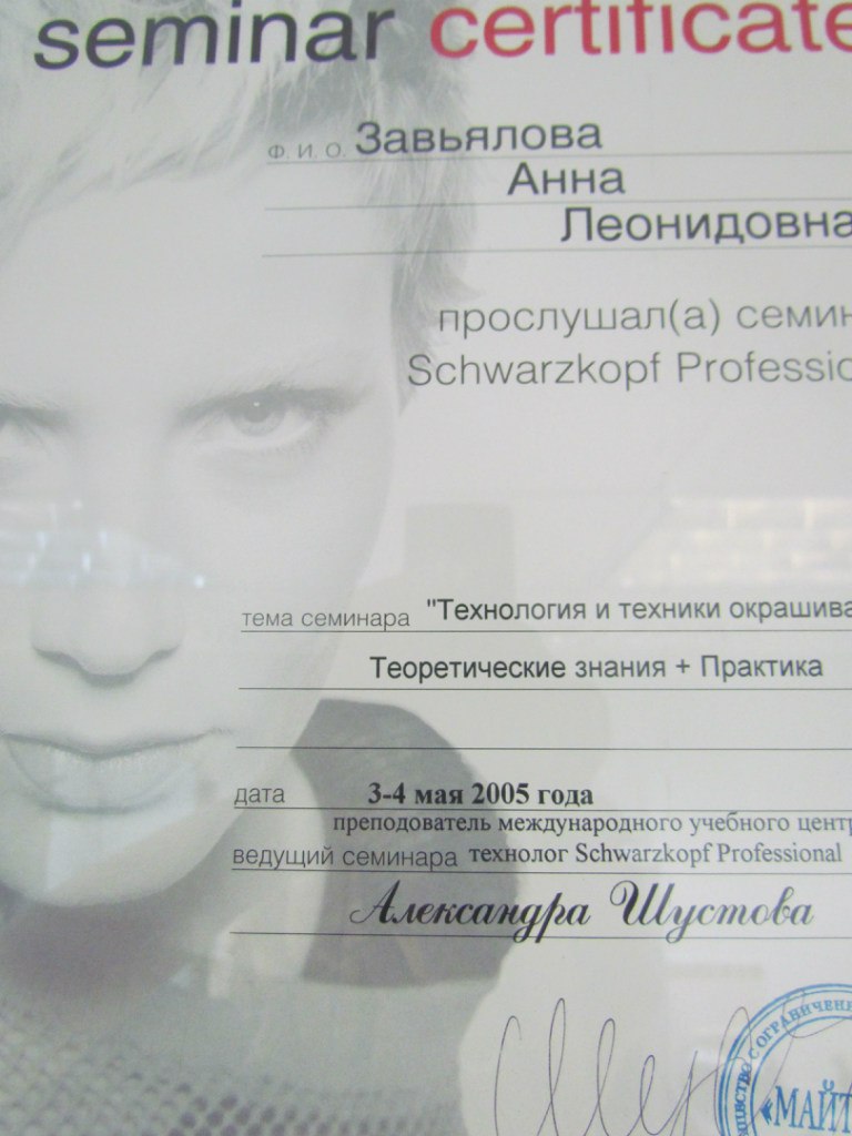 Сертификат Schwarzkopf — технология и техники окрашивания