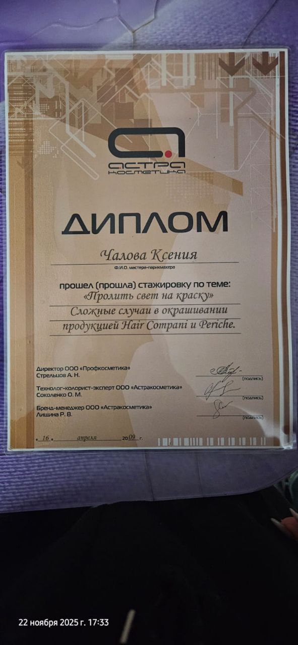 Диплом — сложные случаи в окрашивании (AstraCosmetics)